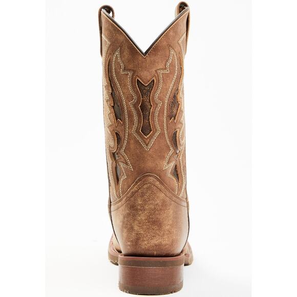 NEW Laredo Distressed Leather Western Boots Tan Broad Square Toe Cowboy Ranch 12 main image 14